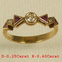 Load image into Gallery viewer, 3200072-Beautiful-14k-Yellow-Solid-Gold-Diamonds-Trilliant-Red-Ruby-Band-Ring