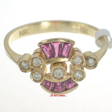 Load image into Gallery viewer, 3200102-14k-Gold-Genuine-Diamonds-Baguette-Natural-Red-Ruby-Cocktail-Ring