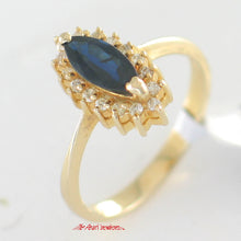 Load image into Gallery viewer, 3200161-14k-Yellow-Solid-Gold-Genuine-Diamond-Blue-Marquise-Sapphire-Cocktail-Ring