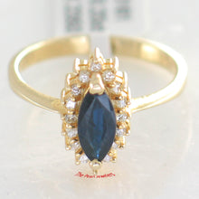 Load image into Gallery viewer, 3200161-14k-Yellow-Solid-Gold-Genuine-Diamond-Blue-Marquise-Sapphire-Cocktail-Ring