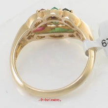 Load image into Gallery viewer, 3200174-14k-Yellow-Gold-Natural-Diamond-Ruby-Sapphire-Emerald-Cocktail-Ring