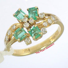 Load image into Gallery viewer, 3200203-14k-Solid-Yellow-Genuine-Natural-Diamond-Baguette-Emerald-Cocktail-Ring