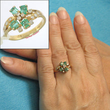 Load image into Gallery viewer, 3200203-14k-Solid-Yellow-Genuine-Natural-Diamond-Baguette-Emerald-Cocktail-Ring
