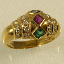 Load image into Gallery viewer, 3200224-14kt-Gold-Genuine-Natural-Diamond-Ruby-Sapphire-Emerald-Band-Ring