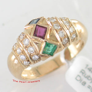 3200224-14kt-Gold-Genuine-Natural-Diamond-Ruby-Sapphire-Emerald-Band-Ring
