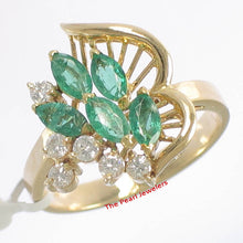 Load image into Gallery viewer, 3200233-18k-Yellow-Solid-Gold-Genuine-Diamond-Green-Marquise-Emerald-Cocktail-Ring