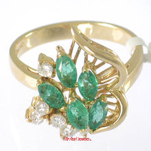 Load image into Gallery viewer, 3200233-18k-Yellow-Solid-Gold-Genuine-Diamond-Green-Marquise-Emerald-Cocktail-Ring