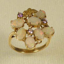 Load image into Gallery viewer, 3200270-14k-Solid-Yellow-Gold-Cabochon-Genuine-Opal-Amethyst-Cocktail-Ring