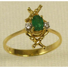 Load image into Gallery viewer, 3200283-14k-Solid-Yellow-Gold-Genuine-Natural-Diamond-Oval-Emerald-Ring