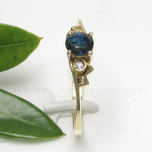 Load image into Gallery viewer, 3200311-14k-Solid-Yellow-Gold-Genuine-Diamond-Oval-Natural-Blue-Sapphire-Ring