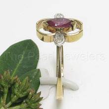 Load image into Gallery viewer, 3200322-14k-Yellow-Solid-Gold-Genuine-Diamond-Marquise-Natural-Red-Ruby-Ring