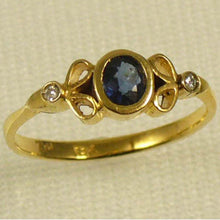Load image into Gallery viewer, 3200331-14k-Solid-Yellow-Genuine-Diamond-Natural-Blue-Sapphire-Bezel-Setting-Ring