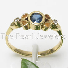 Load image into Gallery viewer, 3200331-14k-Solid-Yellow-Genuine-Diamond-Natural-Blue-Sapphire-Bezel-Setting-Ring