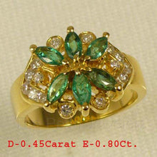 Load image into Gallery viewer, 3200373-14k-Solid-Yellow-Genuine-Diamond-Marquise-Natural-Emerald-Cocktail-Ring
