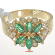 Load image into Gallery viewer, 3200373-14k-Solid-Yellow-Genuine-Diamond-Marquise-Natural-Emerald-Cocktail-Ring