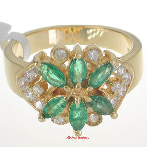 3200373-14k-Solid-Yellow-Genuine-Diamond-Marquise-Natural-Emerald-Cocktail-Ring