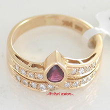 Load image into Gallery viewer, 3200382-14k-Yellow-Solid-Gold-Bezel-Genuine-Diamond-Red-Ruby-Ring