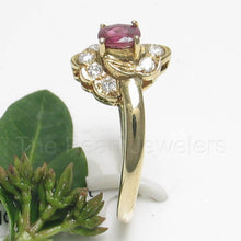 Load image into Gallery viewer, 3200422-14k-Solid-Yellow-Gold-Genuine-Diamond-Natural-Red-Oval-Ruby-Solitaire-Ring