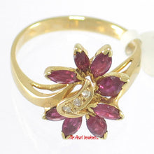 Load image into Gallery viewer, 3200442-14k-Solid-Yellow-Genuine-Diamond-Natural-Red-Rubies-Cocktail-Ring