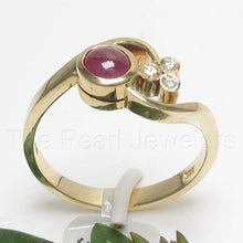 Load image into Gallery viewer, 3200452-14k-Yellow-Solid-Gold-Genuine-Diamond-Cabochon-Natural-Red-Ruby-Ring