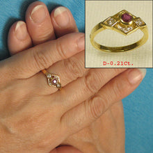 Load image into Gallery viewer, 3200462-14k-Yellow-Solid-Gold-Genuine-Diamond-Natural-Red-Ruby-Channel-Ring