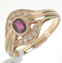 Load image into Gallery viewer, 3200512-14k-Yellow-Gold-Genuine-Diamond-Oval-Red-Ruby Ring