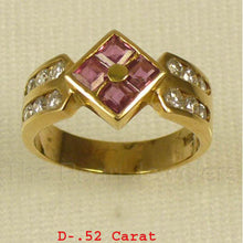 Load image into Gallery viewer, 3200532-14k-Yellow-Genuine-Diamond-Red-Ruby-Channel-Cocktail-Ring