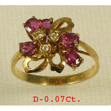 Load image into Gallery viewer, 3200542-14k-Solid-Yellow-Gold-Genuine-Diamond-Red-Ruby-Cocktail-Ring