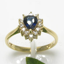 Load image into Gallery viewer, 3200681-14k-Yellow-Gold-Genuine-Diamond-Natural-Blue-Pear-Sapphire-Solitaire-Ring