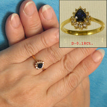 Load image into Gallery viewer, 3200681-14k-Yellow-Gold-Genuine-Diamond-Natural-Blue-Pear-Sapphire-Solitaire-Ring