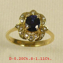 Load image into Gallery viewer, 3200691-14k-Yellow-Gold-Genuine-Diamond-Natural-Blue-Oval-Sapphire-Solitaire-Ring