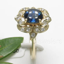 Load image into Gallery viewer, 3200691-14k-Yellow-Gold-Genuine-Diamond-Natural-Blue-Oval-Sapphire-Solitaire-Ring