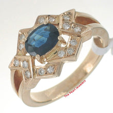 Load image into Gallery viewer, 3200701-14kt-Gold-Genuine-Diamond-Natural-Blue-Oval-Sapphire-Band-Ring