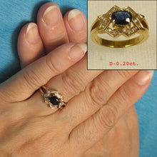 Load image into Gallery viewer, 3200701-14kt-Gold-Genuine-Diamond-Natural-Blue-Oval-Sapphire-Band-Ring