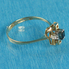 Load image into Gallery viewer, 3200711-Diamond-Natural-Blue-Baguette-Sapphire-18k-Solid-Yellow-Gold-Cocktail-Ring