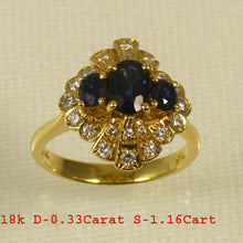 Load image into Gallery viewer, 3200721-18k-Yellow-Gold-Genuine-Diamond-Natural-Blue-Sapphire-Cocktail-Ring