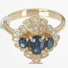 Load image into Gallery viewer, 3200721-18k-Yellow-Gold-Genuine-Diamond-Natural-Blue-Sapphire-Cocktail-Ring