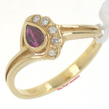 Load image into Gallery viewer, 3200752-Genuine-Diamond-Natural-Red-Pear-Ruby-18k-Solid-Yellow-Gold-Solitaire-Ring