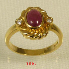 Load image into Gallery viewer, 3200852-18k-Solid-Yellow-Gold-Natural-Diamond-Cabochon-Red-Ruby-Solitaire-Ring