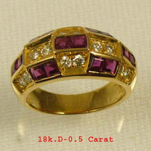 Load image into Gallery viewer, 3200882-18k-Solid-Yellow-Gold-Genuine-Diamond-Natural-Red-Ruby-Band-Ring