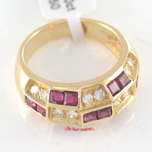 Load image into Gallery viewer, 3200882-18k-Solid-Yellow-Gold-Genuine-Diamond-Natural-Red-Ruby-Band-Ring