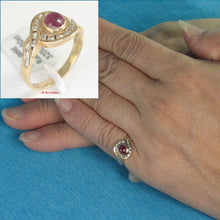 Load image into Gallery viewer, 3200952-14kt-Genuine-Diamonds-Natural-Red-Cabochon-Ruby-Cocktail-Ring