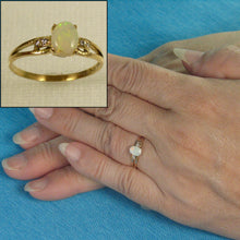 Load image into Gallery viewer, 3201000-14k-Yellow-Gold-Genuine-Diamonds-Cabochon-Opal-Solitaire-with-Accents-Ring