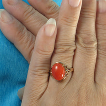 Load image into Gallery viewer, 3201036-A-Simple-Yet-Elegant-Oval-Natural-Red-Coral-14K-Solid-Gold-Ornate-Ring