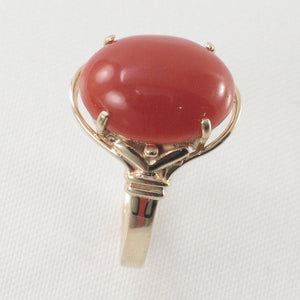3201041-Beautiful-Unique-Genuine-Natural-Red-Coral-14K-Solid-Gold-Ornate-Ring