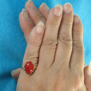 3201041-Beautiful-Unique-Genuine-Natural-Red-Coral-14K-Solid-Gold-Ornate-Ring