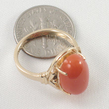 Load image into Gallery viewer, 3201046-Beautiful-Unique-Genuine-Natural-Red-Coral-Real-14K-Gold-Ornate-Ring