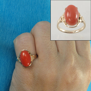 3201046-Beautiful-Unique-Genuine-Natural-Red-Coral-Real-14K-Gold-Ornate-Ring