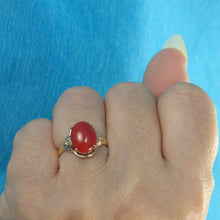Load image into Gallery viewer, 3201055-Real-14KT-Beautiful-Unique-Genuine-Natural-Red-Coral-Ornate Ring