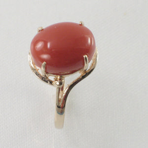3201064-Simple-Yet-Elegant-14K-Solid-Yellow-Gold-Oval-Natural-Red-Coral-Ornate-Ring